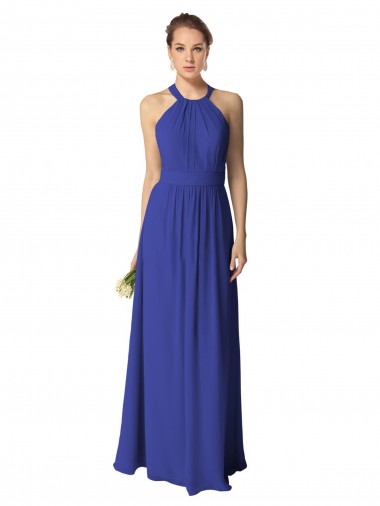 Royal Blue Halter Neck Sleeveless A-Line Evening Dress / Bridesmaid Dress Townsville