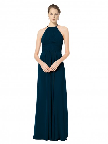 Midnight Green Halter Neck Sleeveless A-Line Bridesmaid Dress Townsville