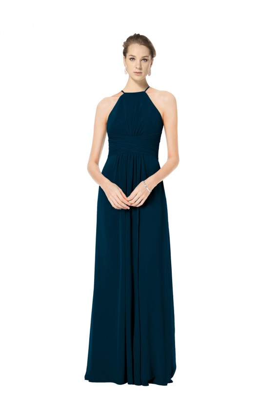 Midnight Green Halter Neck Sleeveless A-Line Bridesmaid Dress Townsville