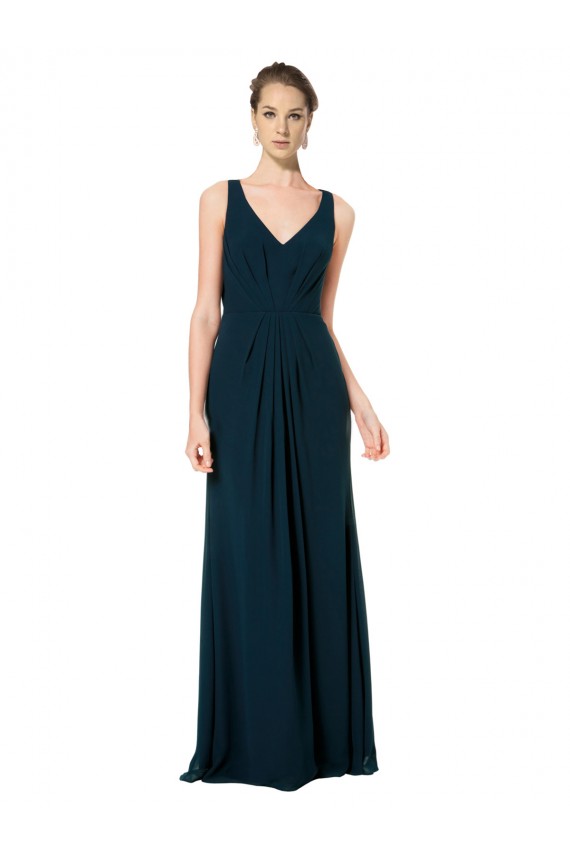 Midnight Green V-Neck Sleeveless A-Line Bridesmaid Dress Townsville