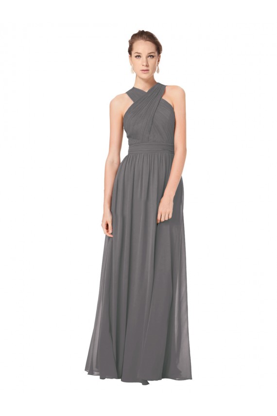 Stormy Silver Halter Neck Sleeveless Keyhole Back A-Line Bridesmaid Dress Townsville