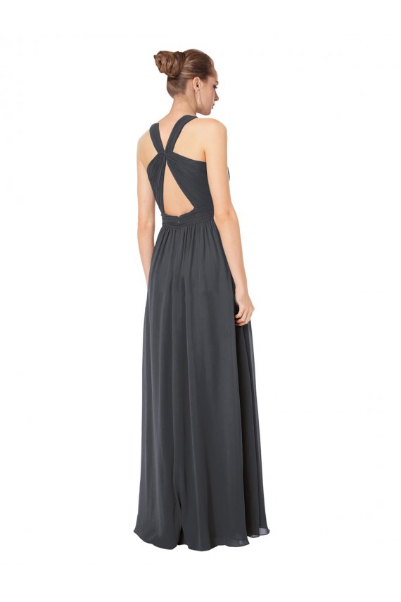 Stormy Silver Halter Neck Sleeveless Keyhole Back A-Line Bridesmaid Dress Townsville