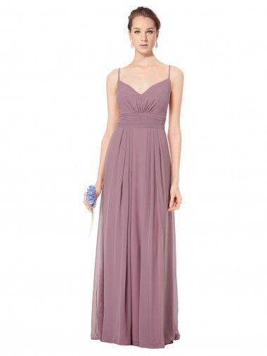 Pink V-Neck Sleeveless Open Back A-Line Bridesmaid Gowns Townsville