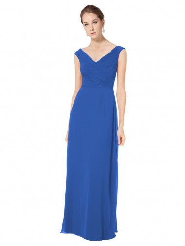 Royal Blue V-Neck Sleeveless V-Back A-Line Bridesmaid Dresses Townsville