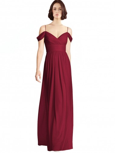 Burgundy V-Neck Sleeveless A-Line Bridesmaid Dresses Townsville