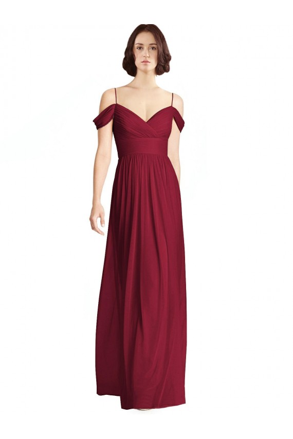 Burgundy V-Neck Sleeveless A-Line Bridesmaid Dresses Townsville