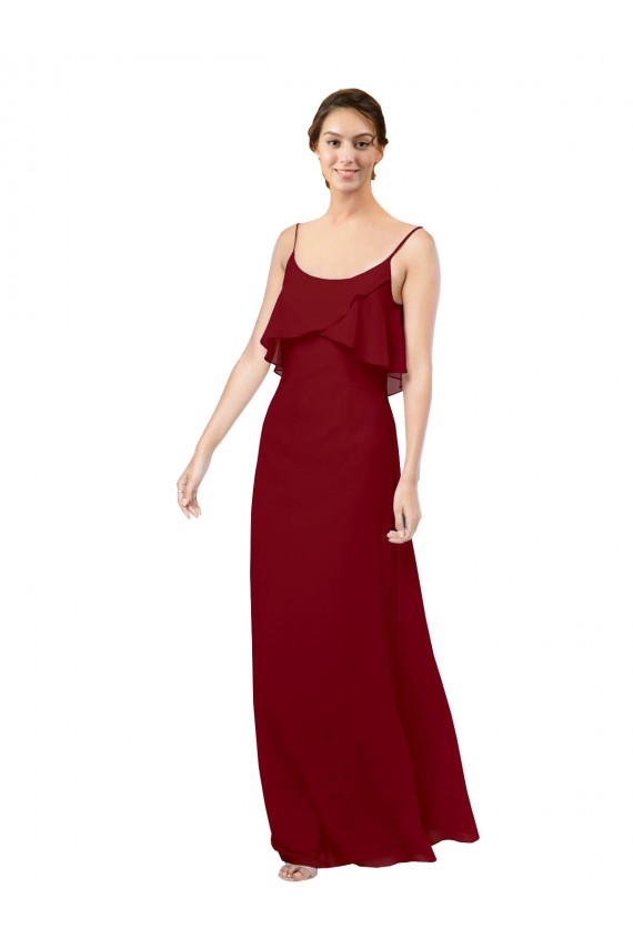 Burgundy Scoop Neck Sleeveless V-Back Sheath Bridesmaid Dress Townsville