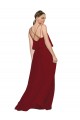 Burgundy Spaghetti Straps Sleeveless Open Back A-Line Bridesmaid Dress Townsville