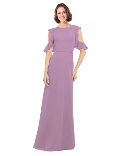Dark Lavender High Neck Cold Shoulder Open Back A-Line Bridesmaid Dresses Townsville