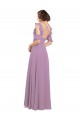 Dark Lavender High Neck Cold Shoulder Open Back A-Line Bridesmaid Dresses Townsville