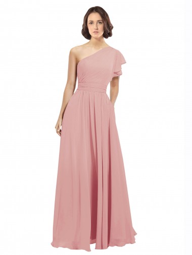 Bliss Pink One Shoulder Sleeveless A-Line Bridesmaid Dress / Evening Dress Townsville