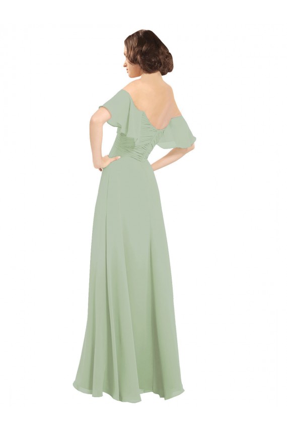 Smoke Green Off the Shoulder Cold Shoulder A-Line Bridesmaid Dress Townsville
