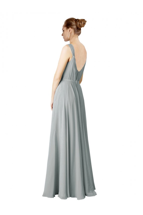 Silver V-Neck Sleeveless A-Line Bridesmaid Dress / Evening Dress Townsville