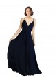Dark Navy V-Neck Sleeveless A-Line Bridesmaid Dress & Gowns Townsville