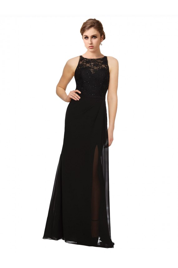 Black High Neck Sleeveless Sheath Bridesmaid Dress Townsville