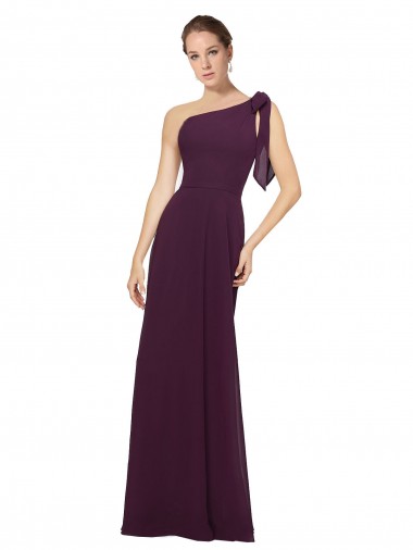Grape One Shoulder Sleeveless A-Line Bridesmaid Dresses Townsville