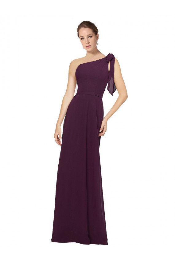 Grape One Shoulder Sleeveless A-Line Bridesmaid Dresses Townsville