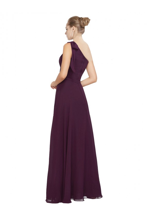 Grape One Shoulder Sleeveless A-Line Bridesmaid Dresses Townsville