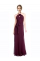 Burgundy Halter Neck Sleeveless Low Back A-Line Evening Dress / Bridesmaid Dress Townsville