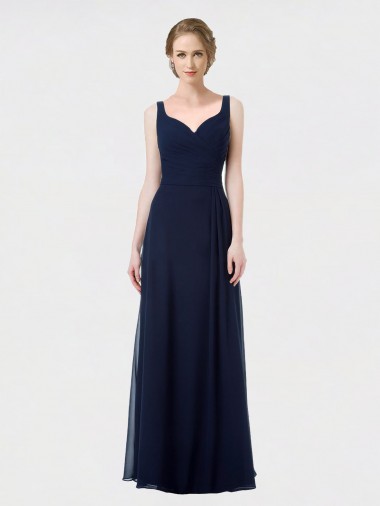 Dark Navy Sweetheart Sleeveless Low Back Lxue Chiffon A-Line Bridesmaid Dress Townsville