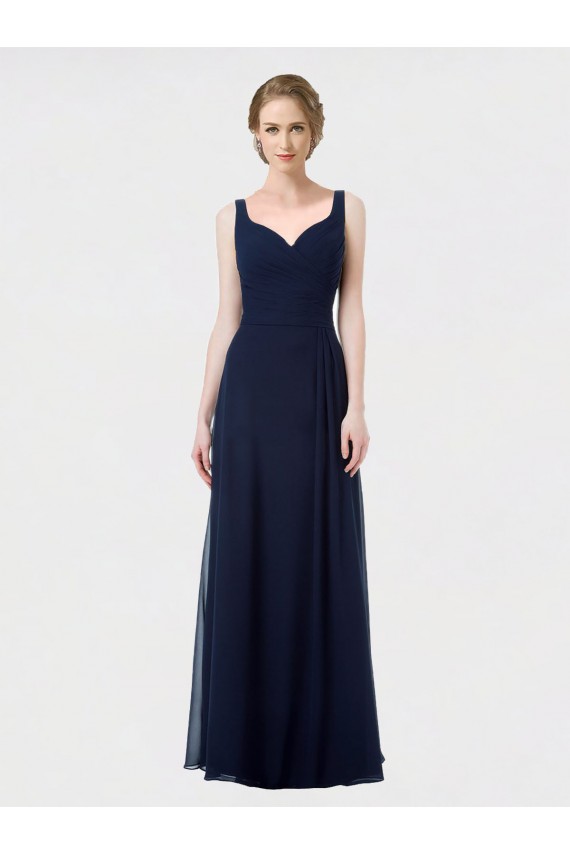 Dark Navy Sweetheart Sleeveless Low Back Lxue Chiffon A-Line Bridesmaid Dress Townsville