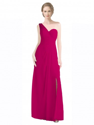 Red One Shoulder Sleeveless A-Line Bridesmaid Dress Townsville