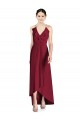 Burgundy V-Neck Sleeveless Open Back A-Line High Low Bridesmaid Dress Townsville