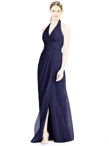 Dark Navy V-Neck Sleeveless Open Back A-Line Formal Dress / Bridesmaid Dress Townsville