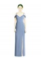 Dusty Blue Jewel Cold Shoulder Open Back A-Line Formal Evening Gown / Bridesmaid Dress Townsville