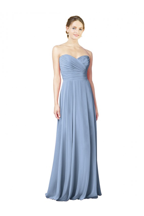 Dusty Blue Strapless Sleeveless Low Back A-Line Wedding Party Dress Townsville