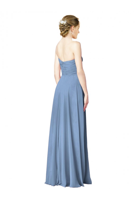 Dusty Blue Strapless Sleeveless Low Back A-Line Wedding Party Dress Townsville