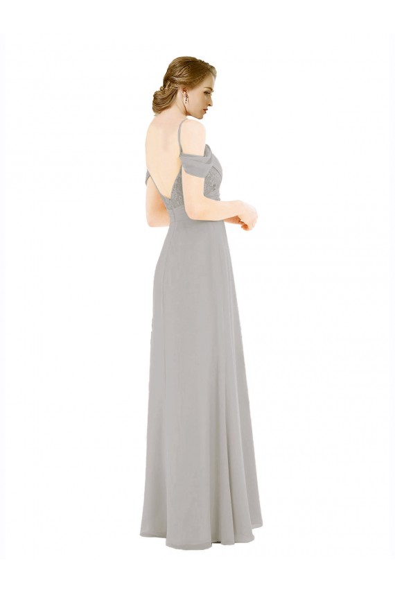 Silver Sweetheart Cold Shoulder Low Back A-Line Bridesmaid Dress Townsville
