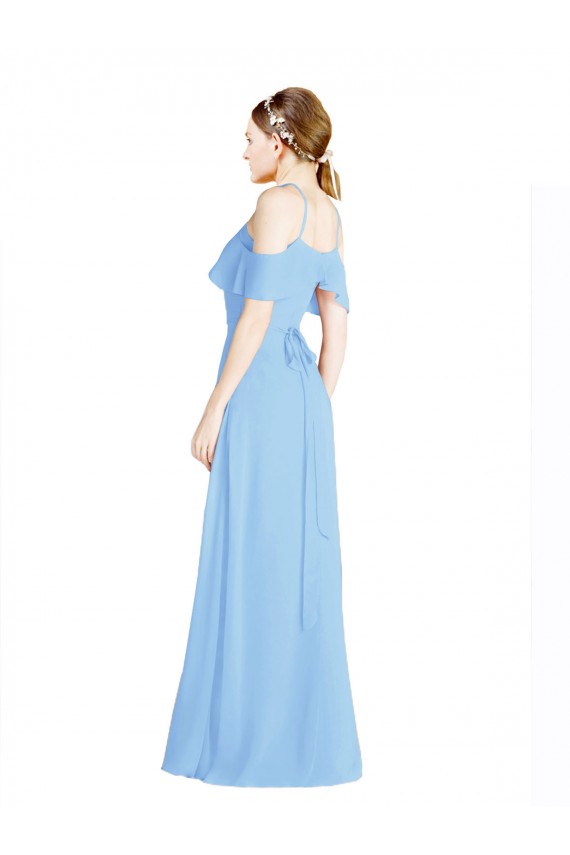 Periwinkle Halter Neck Cold Shoulder Low Back A-Line Formal Dress / Bridesmaid Dress Townsville