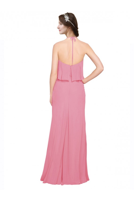 Skin Pink High Neck Sleeveless Low Back A-Line Bridesmaid Dress Townsville