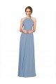 Dusty Blue High Neck Sleeveless Open Back A-Line Bridesmaid Dress / Evening Dress Townsville