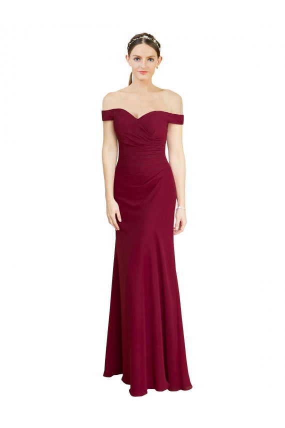 Burgundy Off the Shoulder Sleeveless Mermaid Black Tie Prom Dress / Bridesmaid Dress Townsville