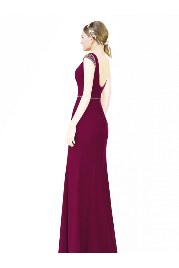 Burgundy High Neck Sleeveless Low Back A-Line Bridesmaid Dress Townsville