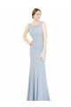 Light Sky Blue High Neck Sleeveless Low Back A-Line Bridesmaid Dress Townsville