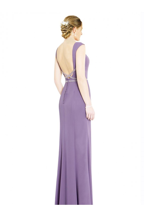 Dark Lavender High Neck Sleeveless Low Back A-Line Formal Dress / Bridesmaid Dress Townsville