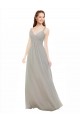 Silver V-Neck Sleeveless Open Back A-Line Bridesmaid Dress Townsville
