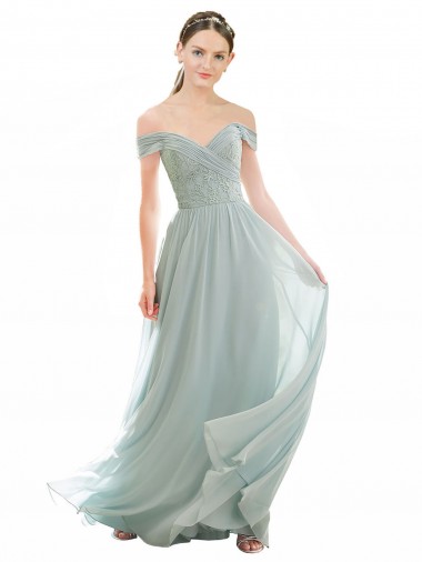 Sea Glass Off the Shoulder Cap Sleeves A-Line Bridesmaid Dress Townsville