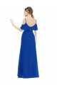 Royal Blue V-Neck Cold Shoulder A-Line High Low Bridesmaid Dress Townsville