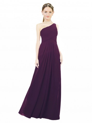 Grape One Shoulder Sleeveless A-Line Bridal Party Dress / Evening Dress Townsville