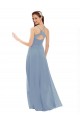 Dusty Blue V-Neck Sleeveless Keyhole Back A-Line Bridesmaid Dress Townsville