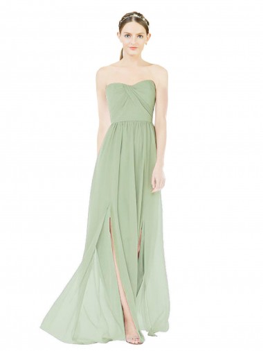 Sage Strapless Sleeveless Low Back A-Line Semi Formal Evening Dress / Bridesmaid Dress Townsville