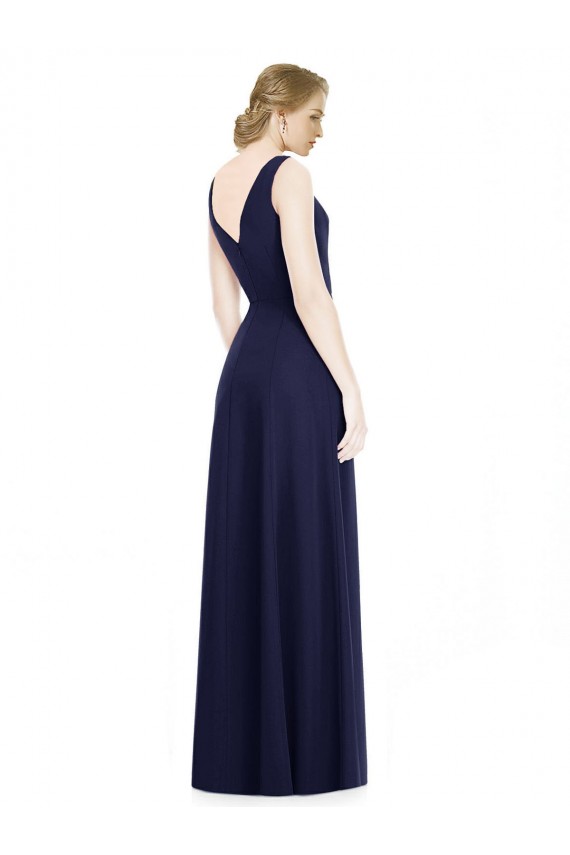 Dark Navy Cowl Neck Sleeveless V-Back A-Line Bridesmaid Dress Townsville