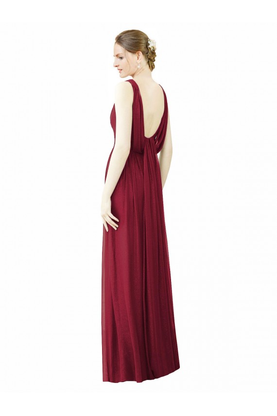Burgundy V-Neck Sleeveless V-Back A-Line Bridesmaid Dress / Formal Dress Townsville
