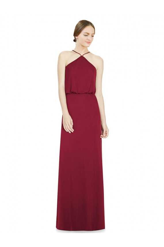 Burgundy Halter Neck Sleeveless Open Back A-Line Bridesmaid Dress Townsville