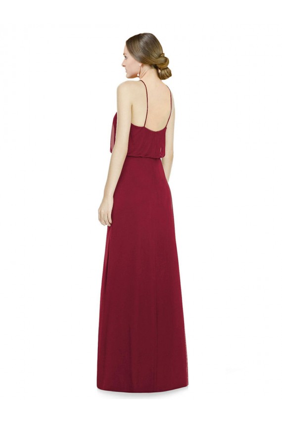 Burgundy Halter Neck Sleeveless Open Back A-Line Bridesmaid Dress Townsville