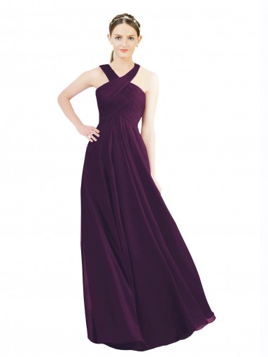 Grape Halter Neck Sleeveless A-Line Bridesmaid Dress Townsville